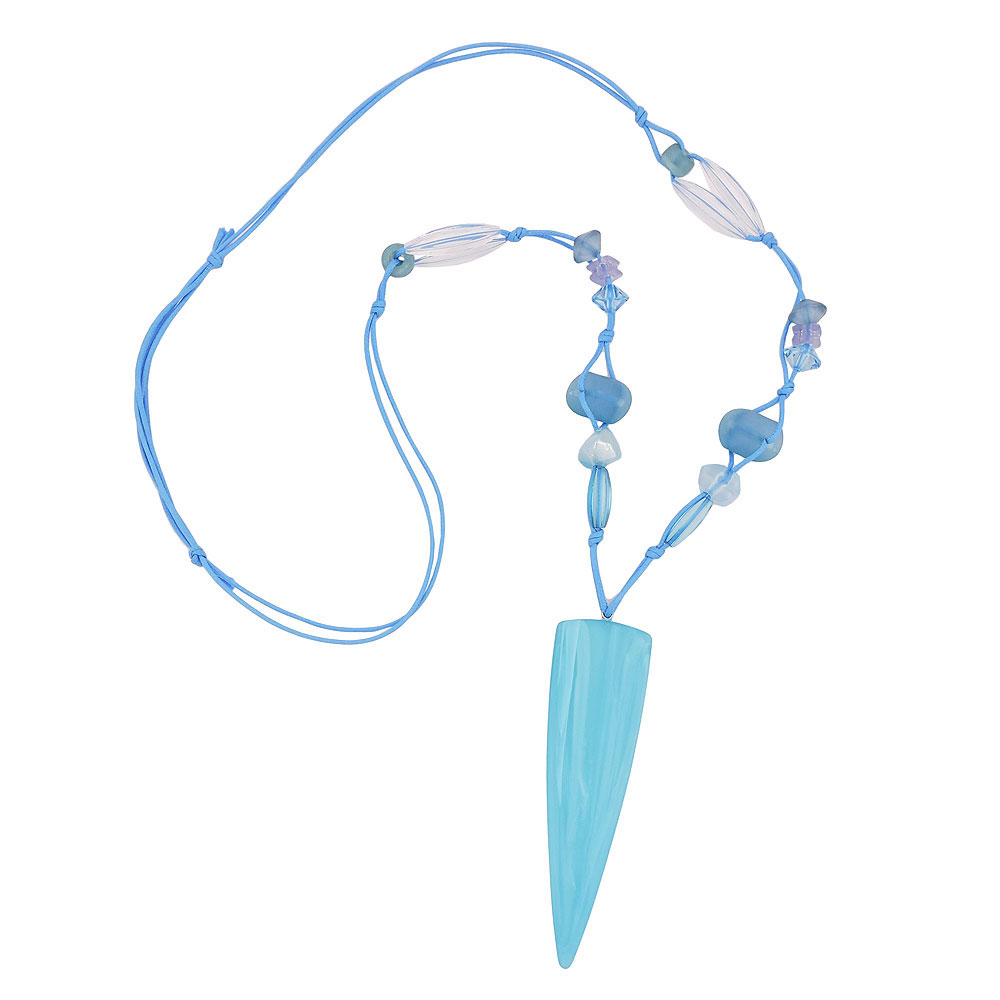 Kette 97x28mm Dreieck lang türkis-hellblau Kunststoff Kordel hellblau 90cm (Länge 90cm, hellblau)