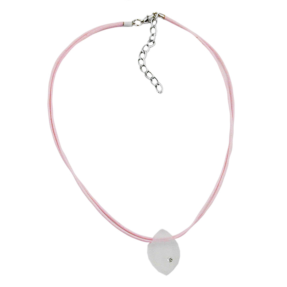 Kette Anhänger Kunststoff kristall-transparent-matt Kordel rosa 38cm (Länge 38cm, rosa)