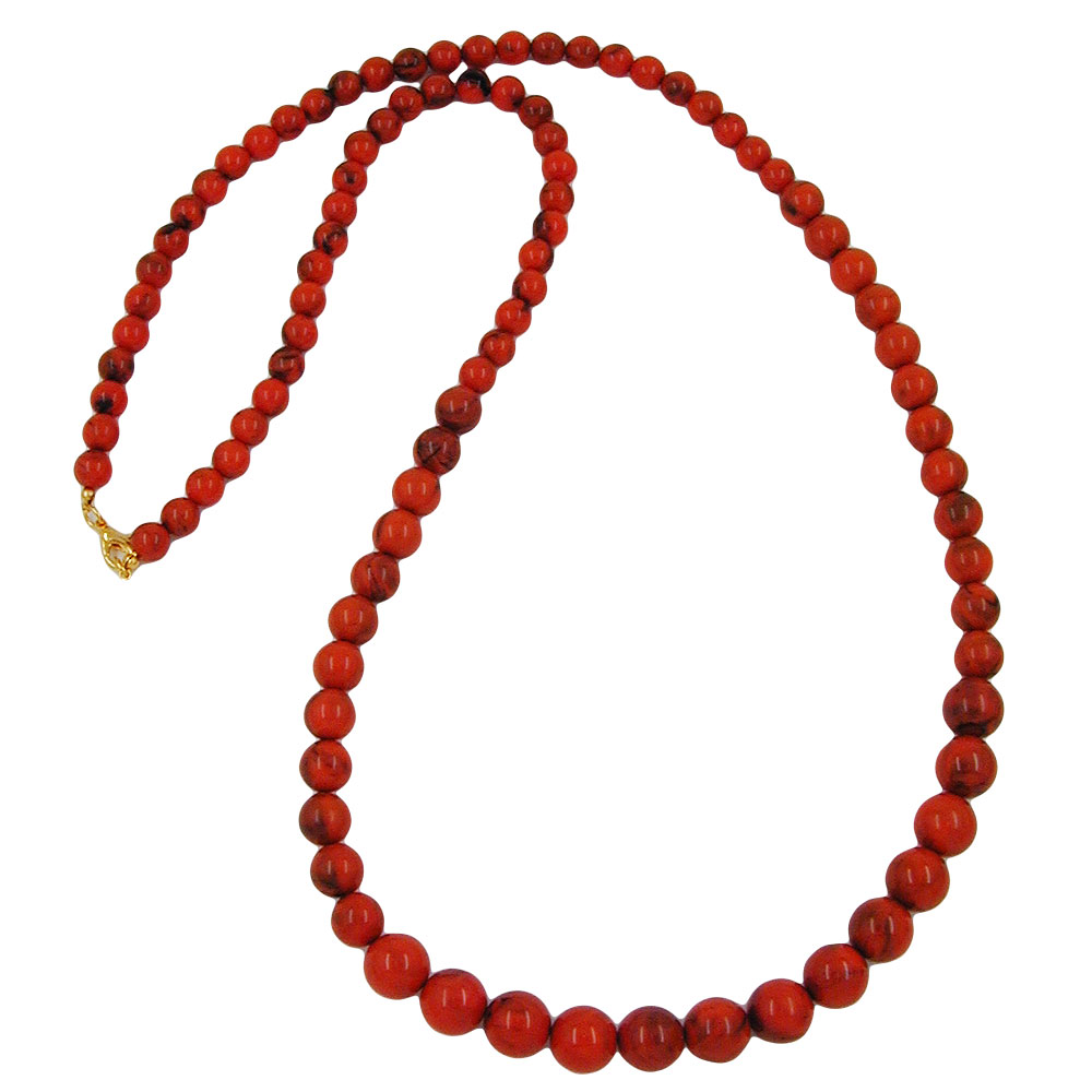 Kette 8-10-12mm Perlen verlaufend orange-schwarz-marmoriert 80cm (Länge 87cm)