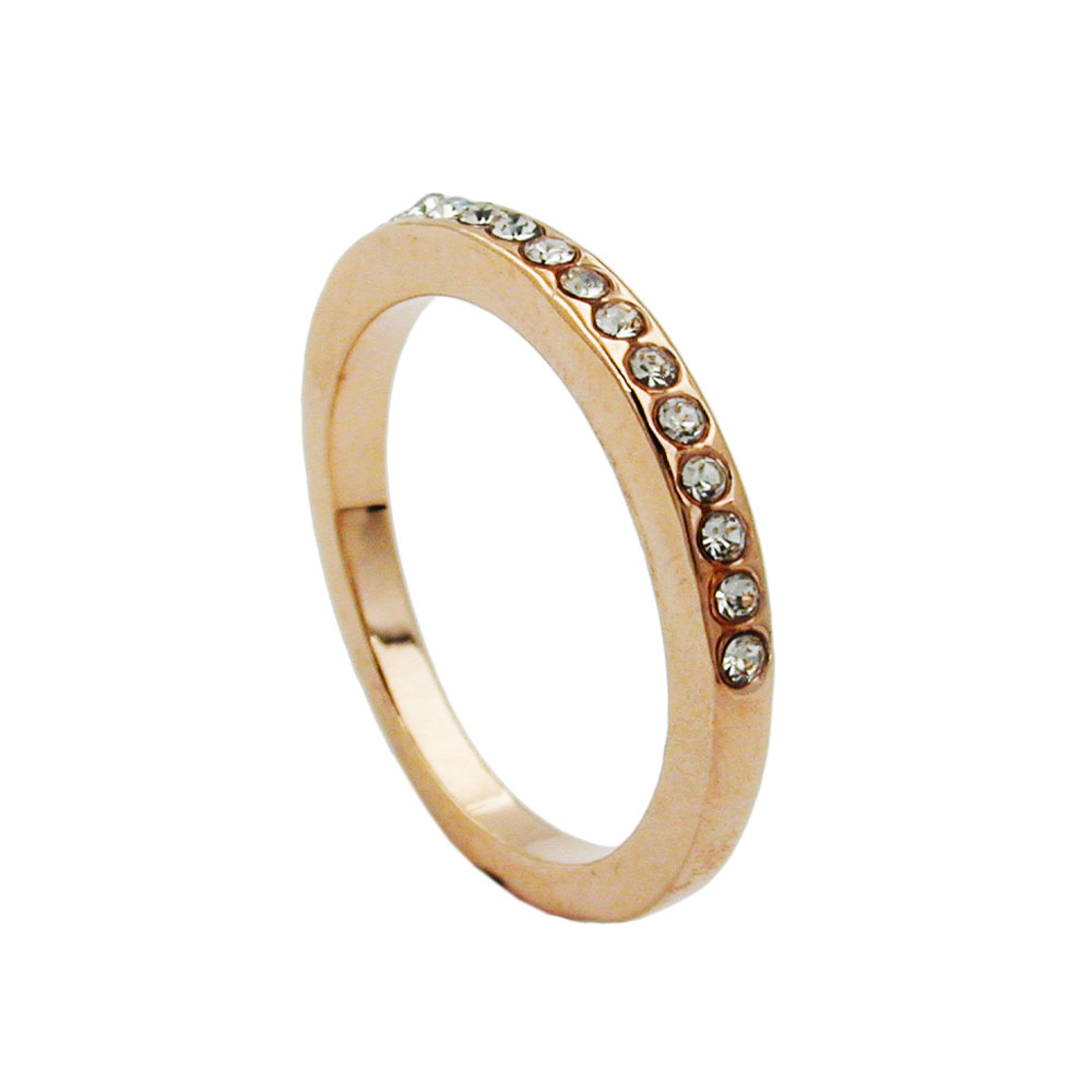 Ring 2,4mm schmaler Ring mit Glassteinen verziert vergoldet Ringgröße 50 (Ringgröße 50/16)