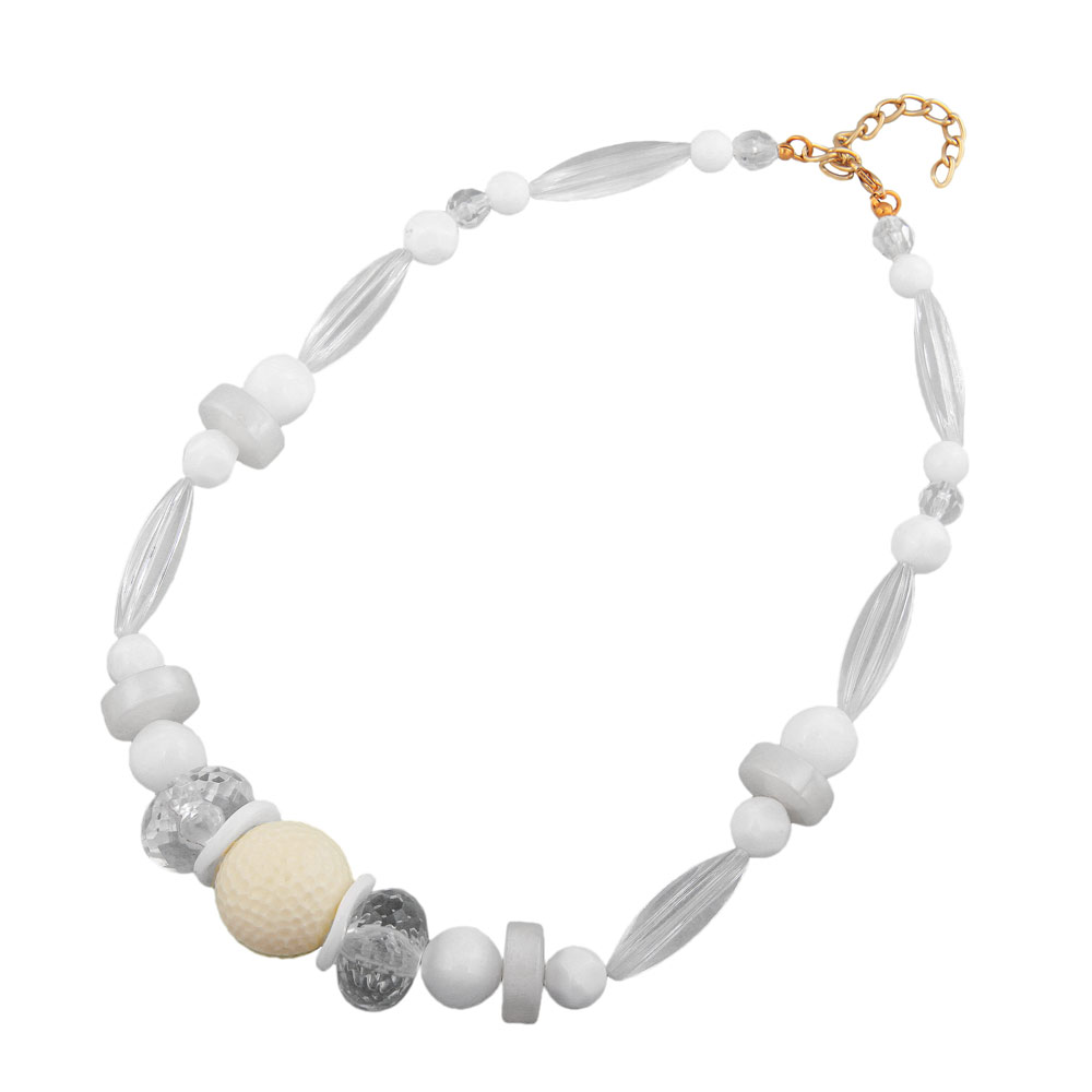 Kette 21mm Wabenperle Kunststoffperlen weiß und transparent 45cm (Länge 45cm, weiß)