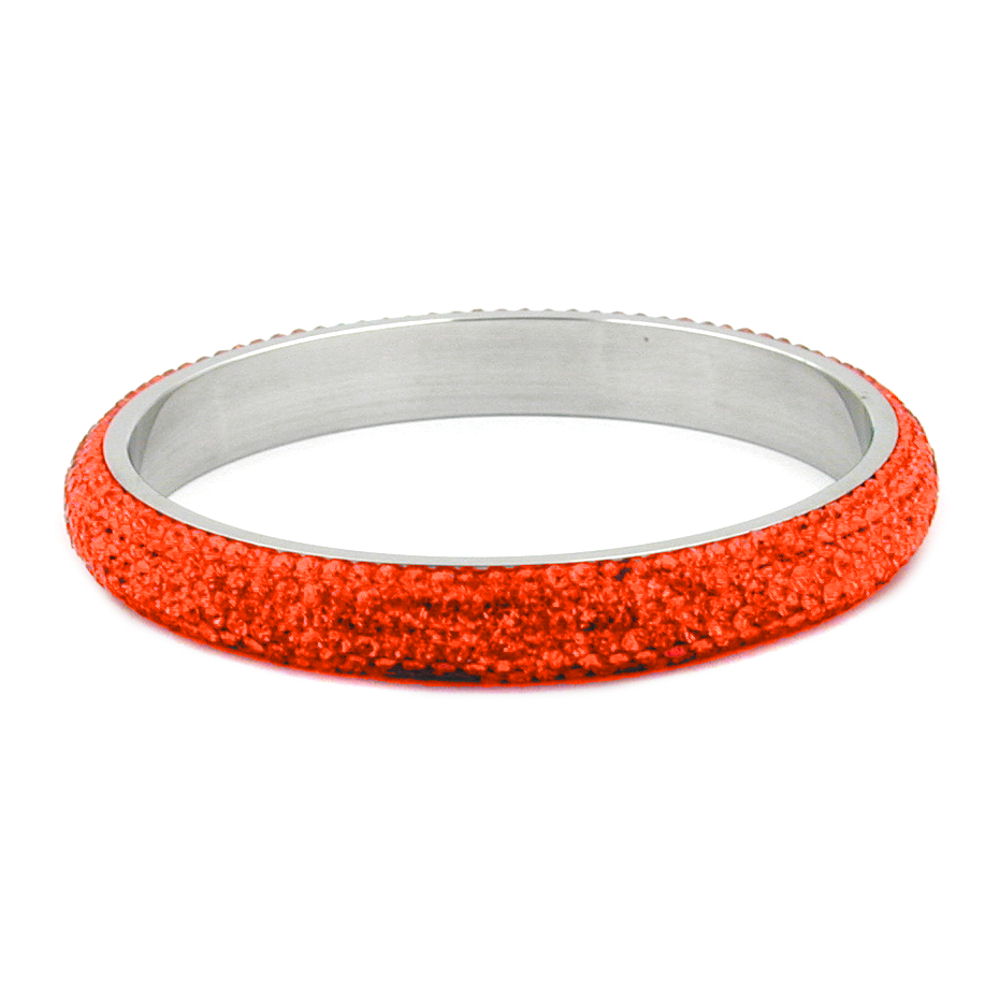 Armreif 77x10mm Metall mit 6 Reihen Glassteine rot-orange (orange)