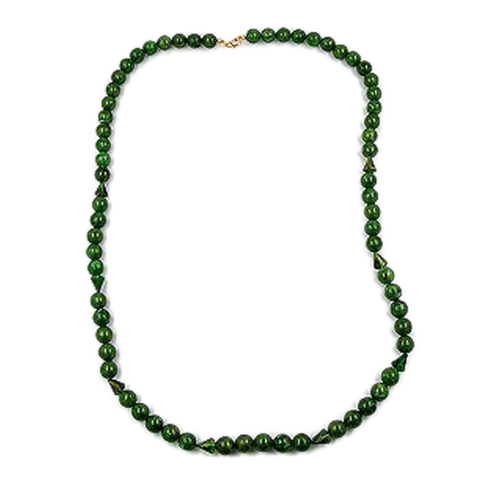 Kette 12mm Perlen Kunststoff grün-gold-marmoriert 90cm (Länge 90cm, grün)