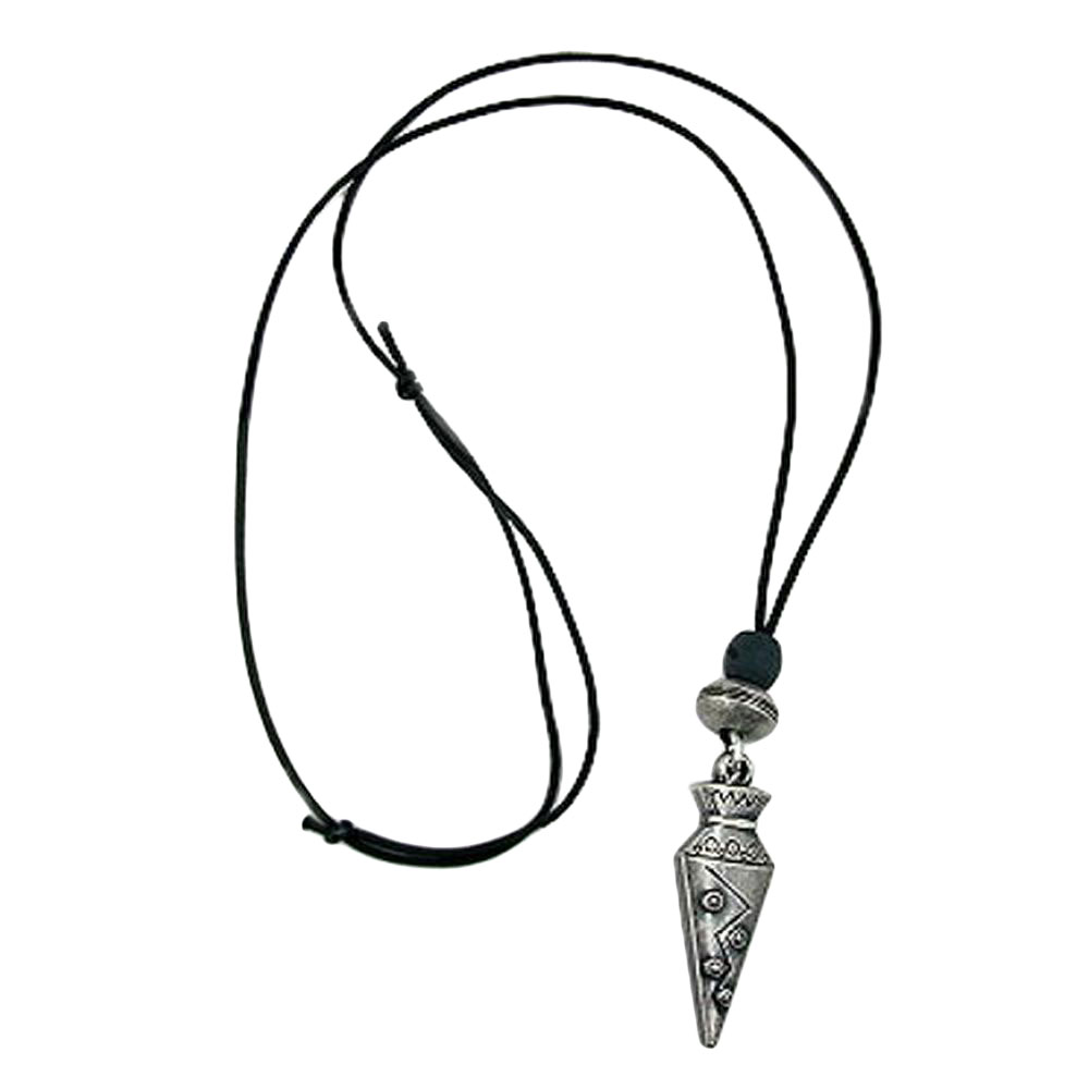 Kette 67x12mm spitze Tüte Kunststoff altsilberfarben Kordel schwarz 90cm (Länge 90cm, altsilber - plexi)