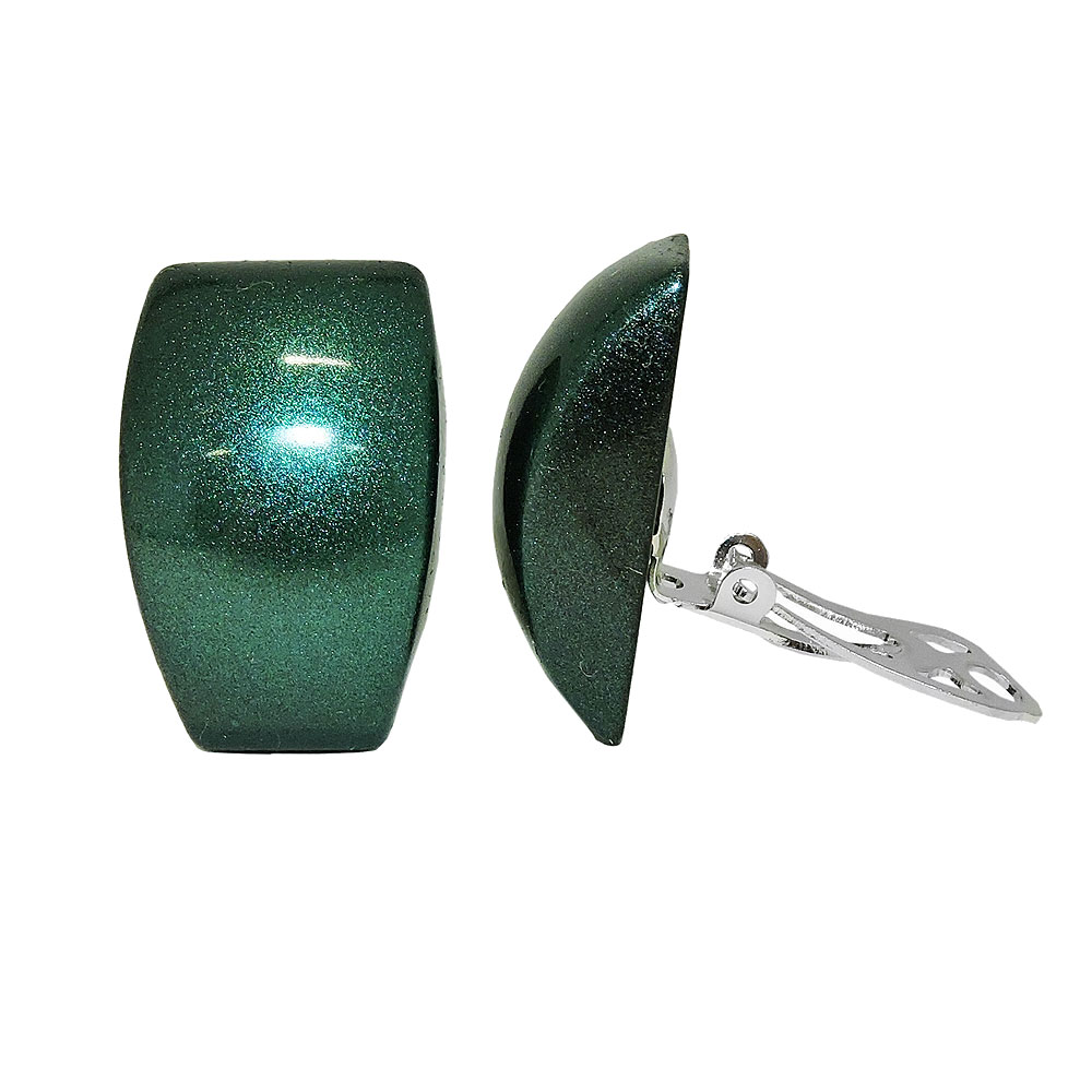 Clip Ohrring 27x17mm Trapez grün-metallic glänzend Kunststoff-Bouton (dunkelgrün)