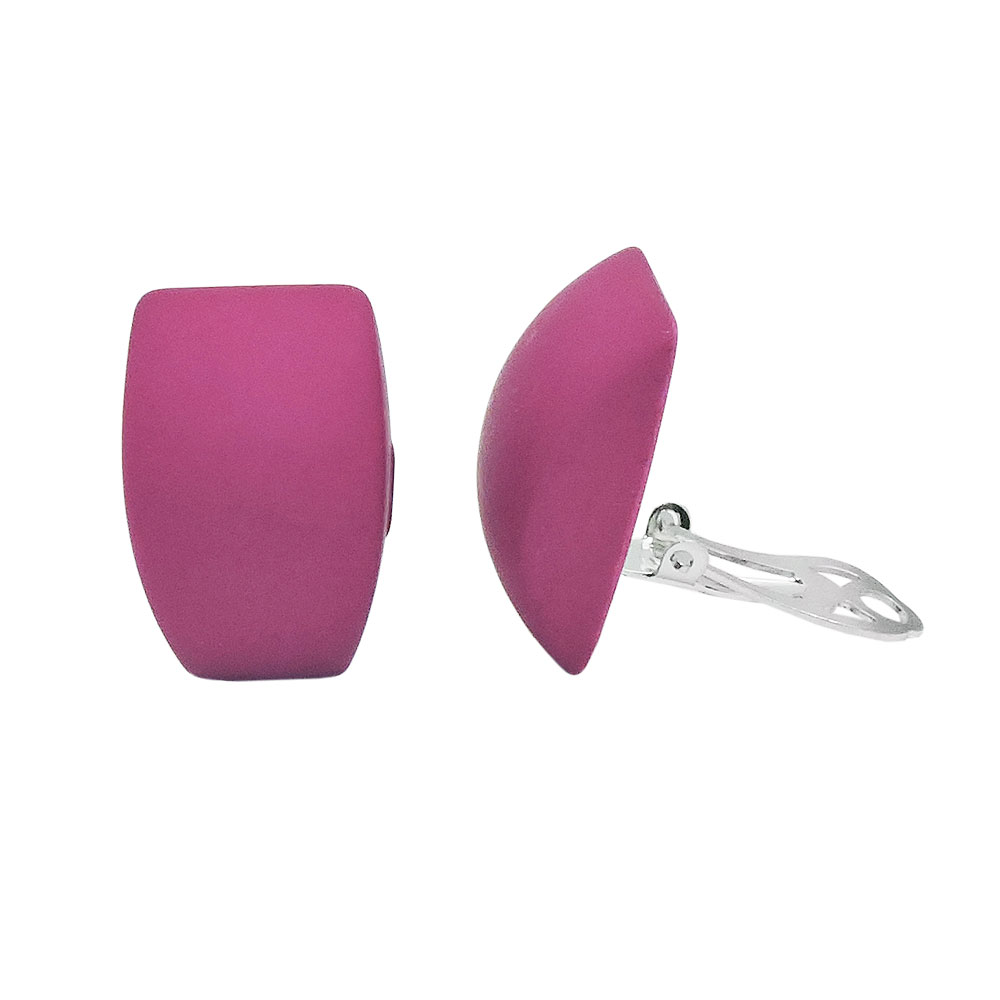 Clip Ohrring 27x17mm Trapez pink matt Kunststoff-Bouton (pink)