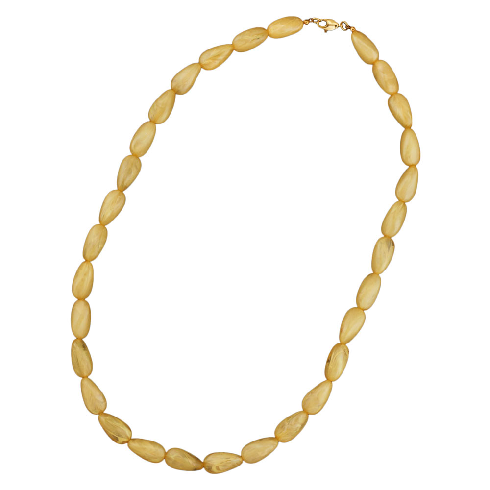 Kette 20x10mm Winkelperle Kunststoff gelb-seide-marmoriert glänzend 60cm (Länge 60cm)