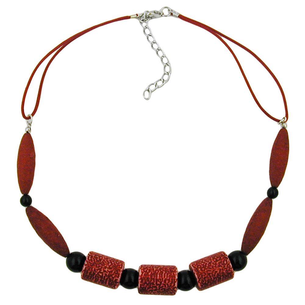 Kette 3x Walze dunkelrot Kunststoff Kordel weinrot 45cm (Länge 45cm, rot - schwarz)