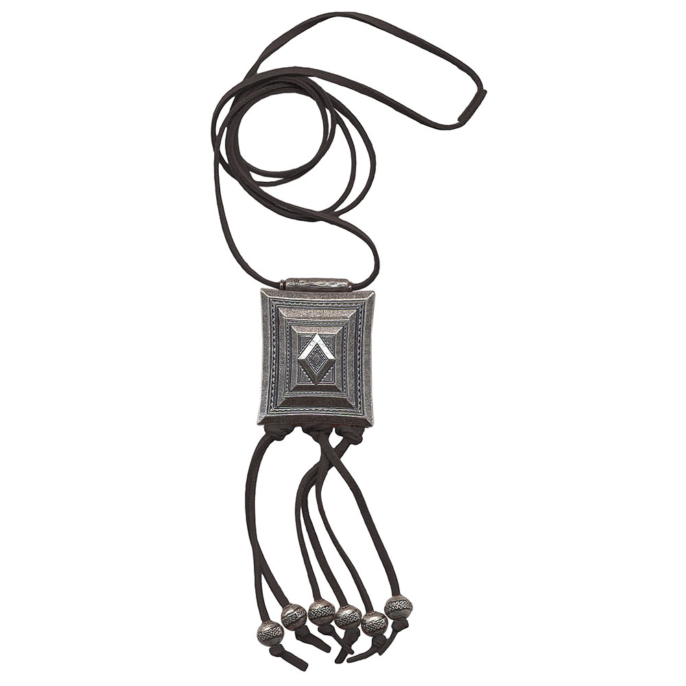 Kette Kunststoff Viereck schwarz altsilberfarben Velourband schwarz 100cm (Länge ca. 100cm, schwarz)