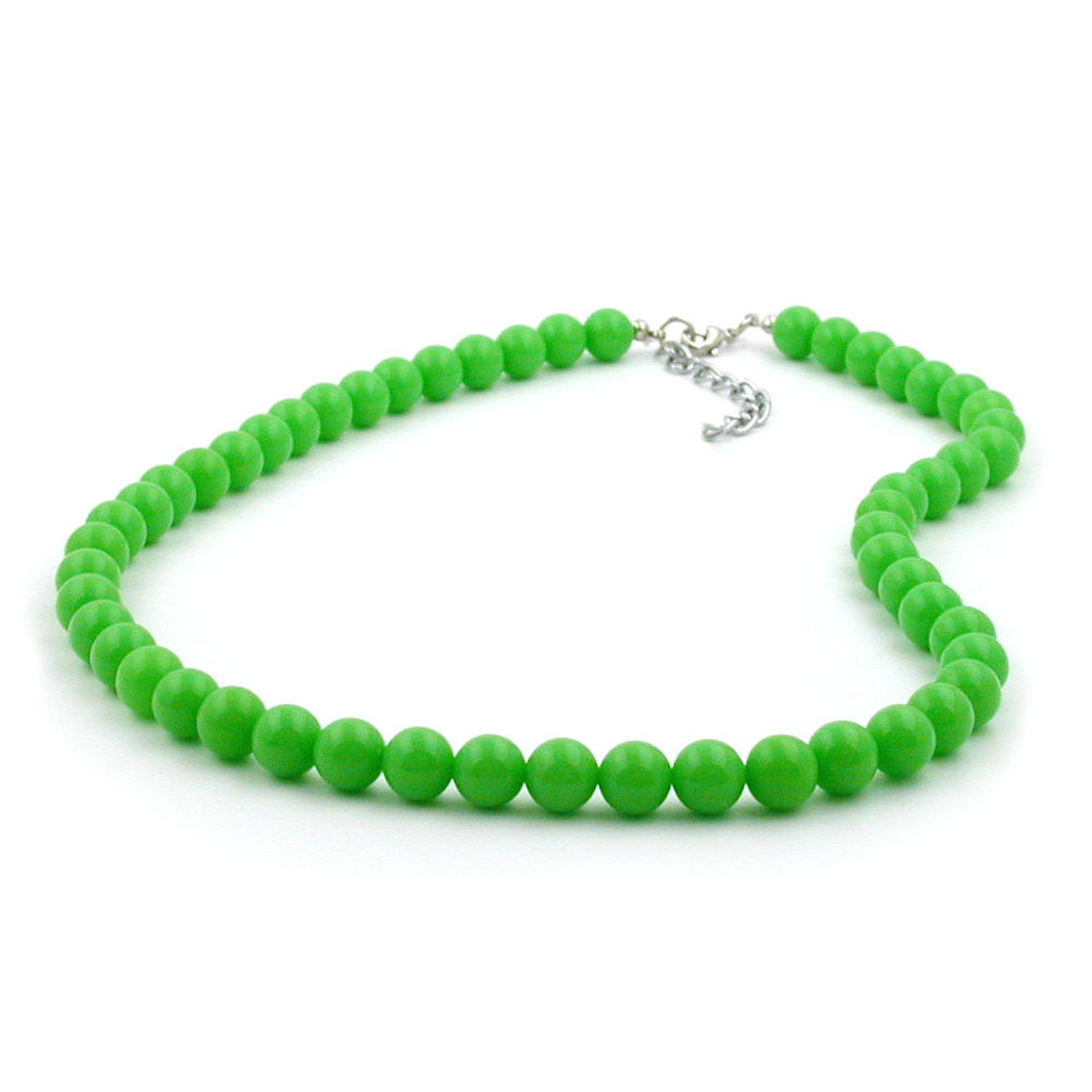 Kette 8mm Kunststoffperlen hellgrün-glänzend 40cm (Länge 40cm, apfelgrün)