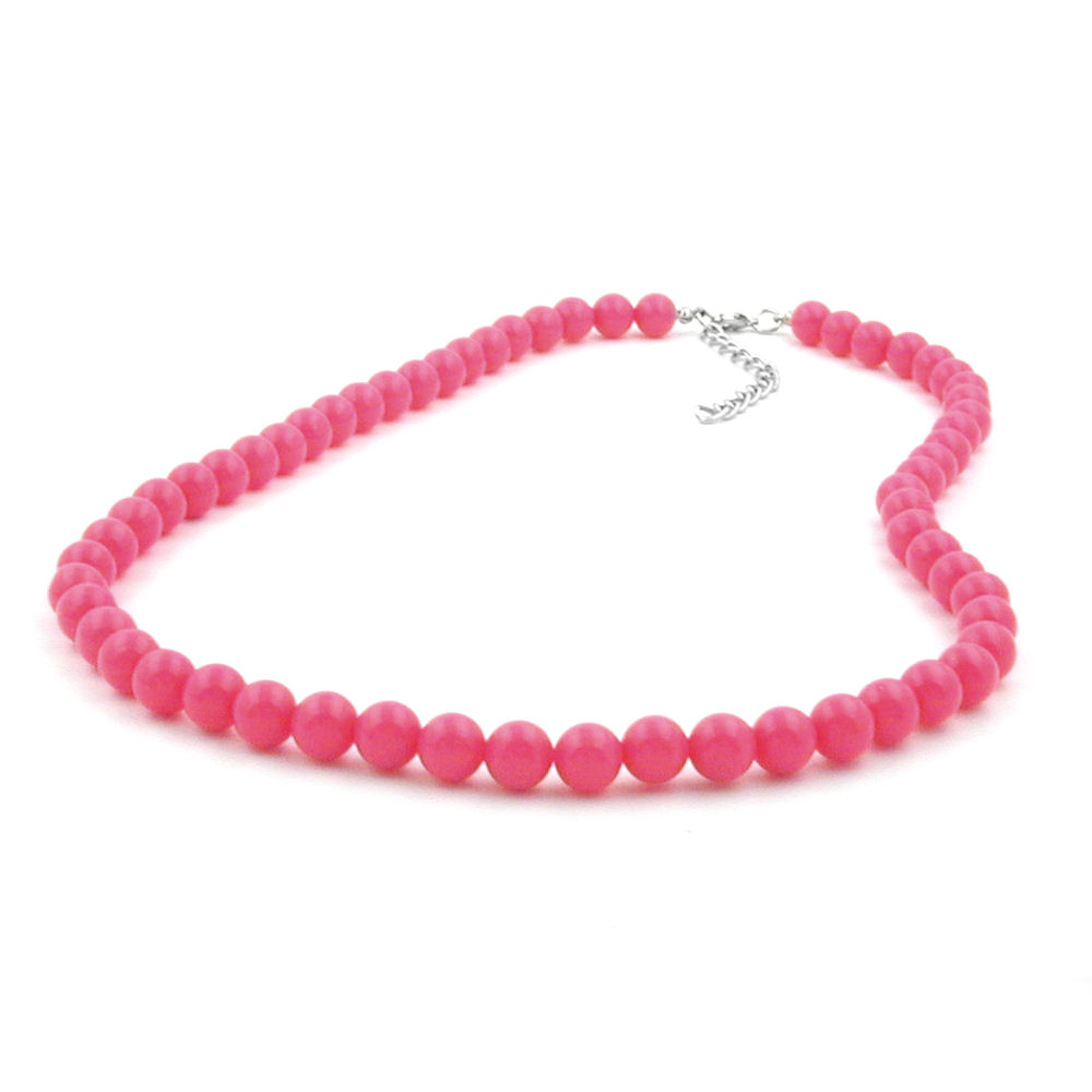 Kette 8mm Kunststoffperlen rosa-pink-glänzend 40cm (Länge 40cm, rosa)