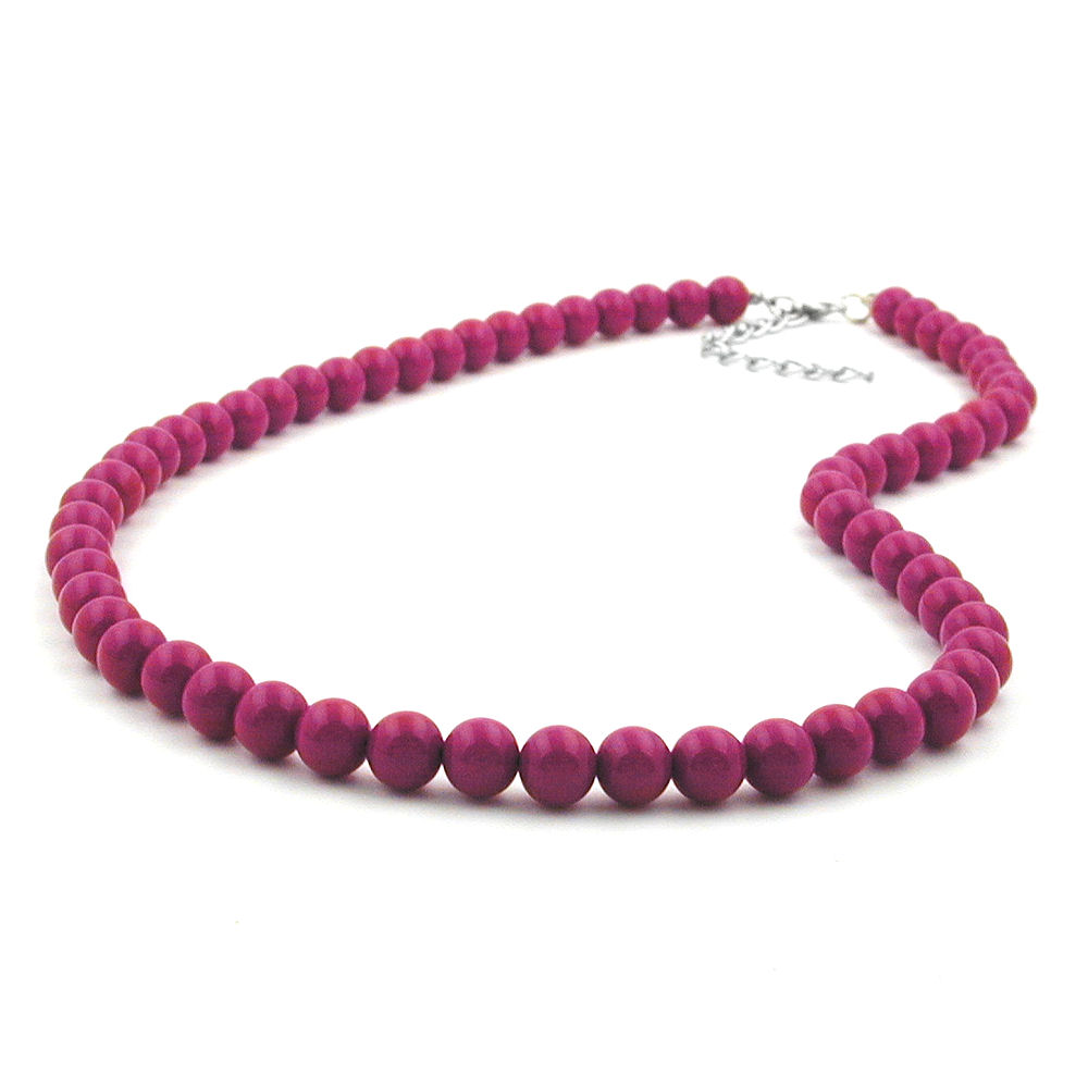 Kette 8mm Kunststoffperlen beere-violett-glänzend 70cm (Länge 70cm, beere - violett)