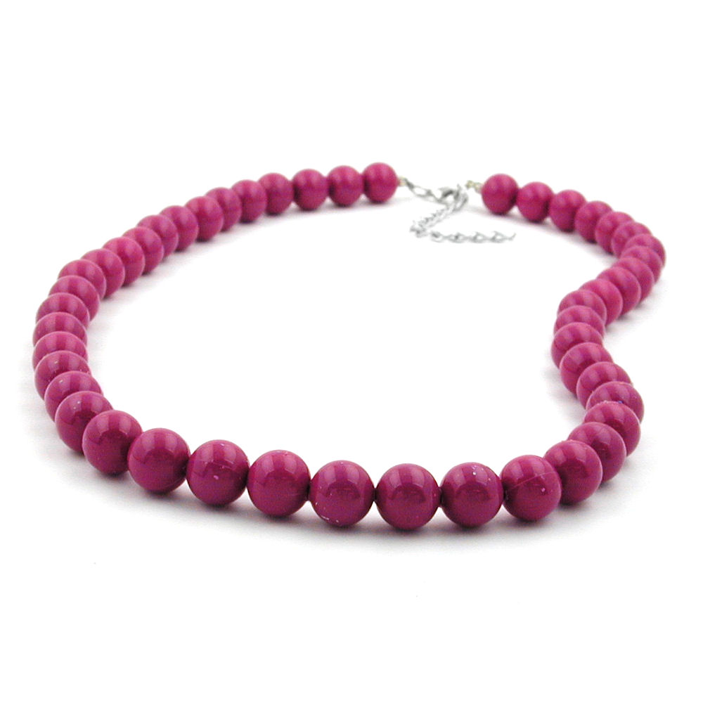 Kette 10mm Kunststoffperlen beere-violett-glänzend 40cm (Länge 40cm, violett)