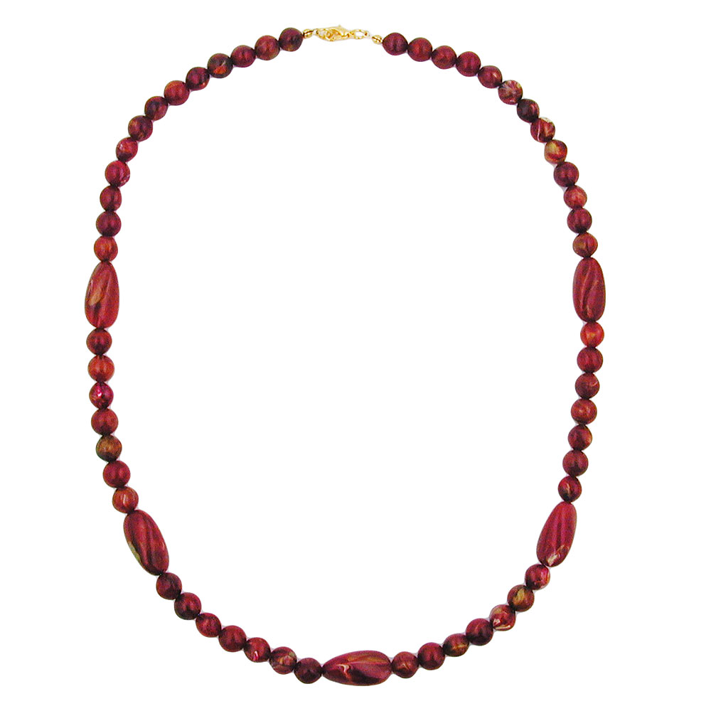Kette Winkelperle Kunststoff rot-gold-marmoriert glänzend 55cm (Länge 55cm, rot)