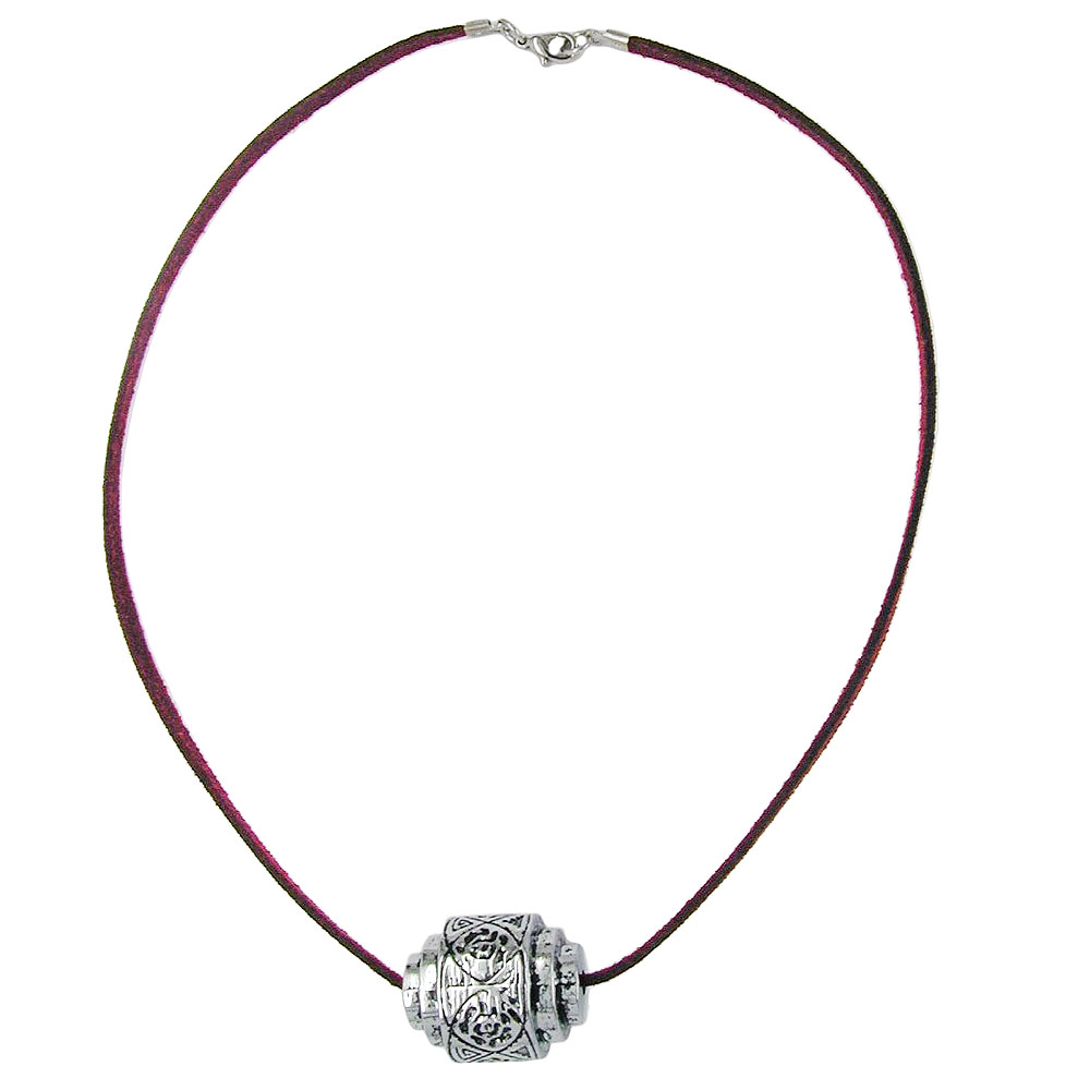 Kette 25x21mm Anhänger Kunststoff Stufenperle altchromfarben Velourband weinrot 42cm (Länge 42cm, schwarz)