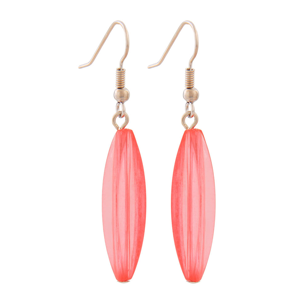 Ohrhaken Ohrhänger Ohrringe 30x9mm Rillenolive Kunststoff hellrot transparent (rot)