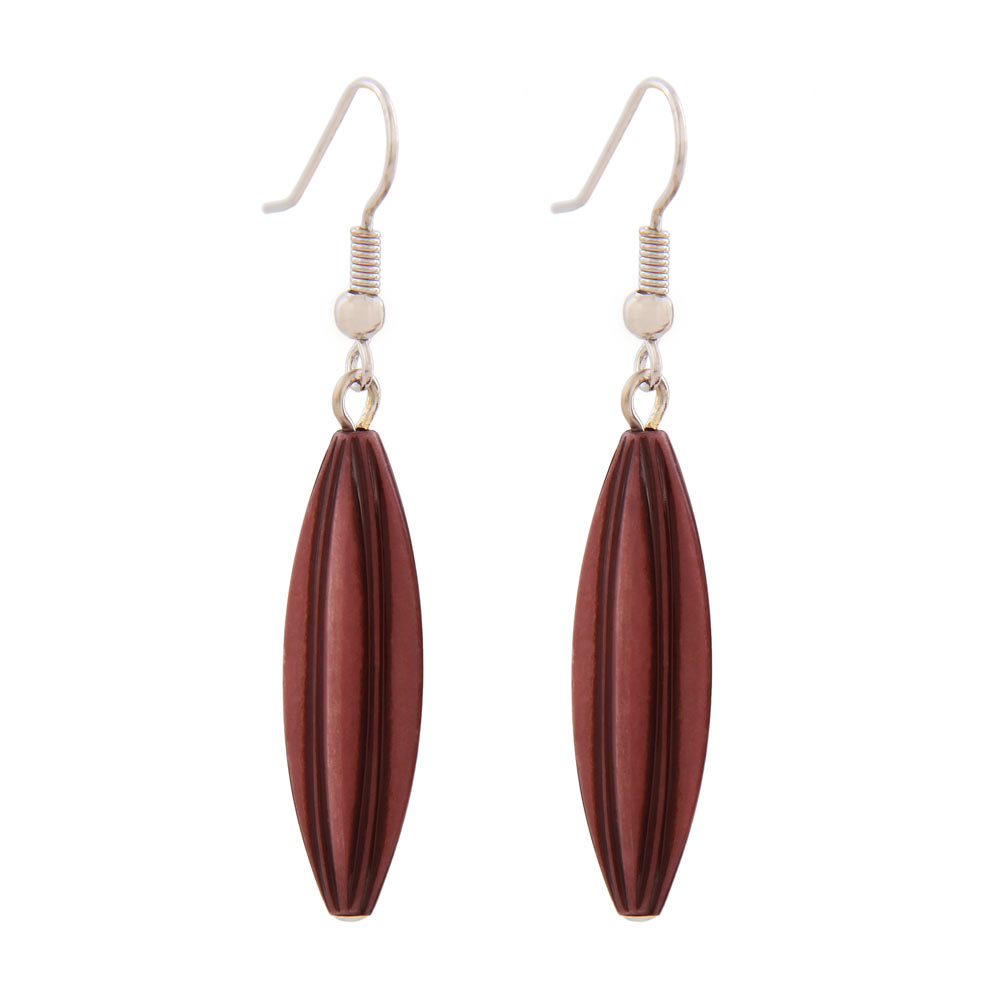 Ohrhaken Ohrhänger Ohrringe 30x9mm Rillenolive Kunststoff weinrot (beere - violett)