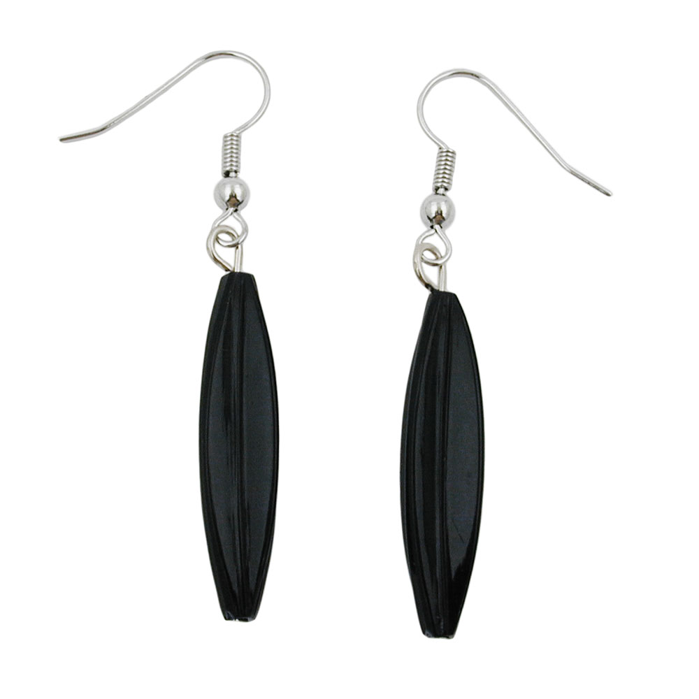 Ohrhaken Ohrhänger Ohrringe 30x9mm Rillenolive Kunststoff schwarz (schwarz)