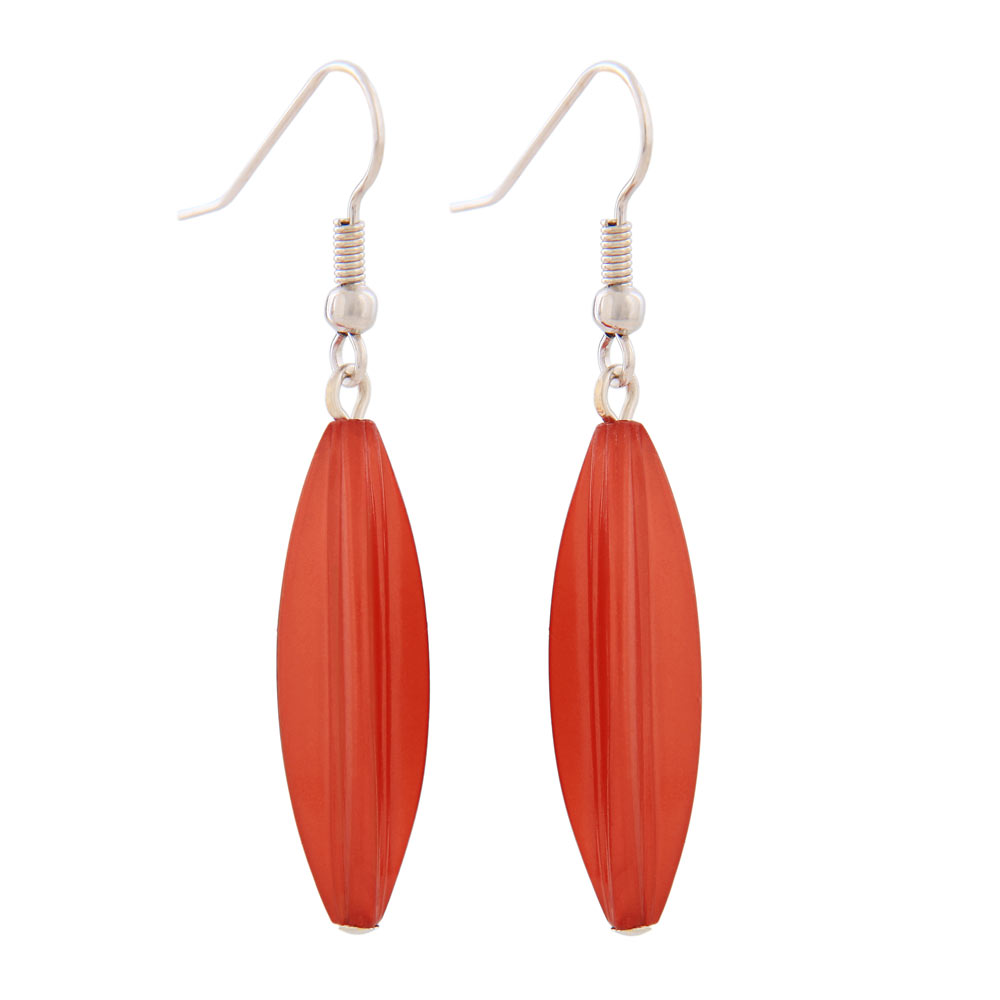 Ohrhaken Ohrhänger Ohrringe 30x9mm Rillenolive Kunststoff robraun wachs (rot)
