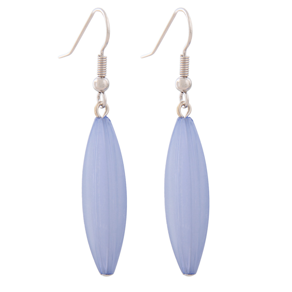 Ohrhaken Ohrhänger Ohrringe 30x9mm Rillenolive Kunststoff hellblau wachs (hellblau)