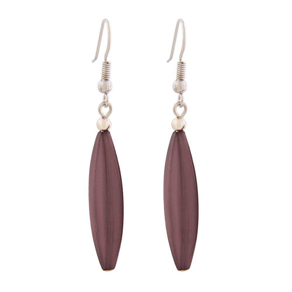 Ohrhaken Ohrhänger Ohrringe 30x9mm Rillenolive Kunststoff lila-wachs (beere - violett)