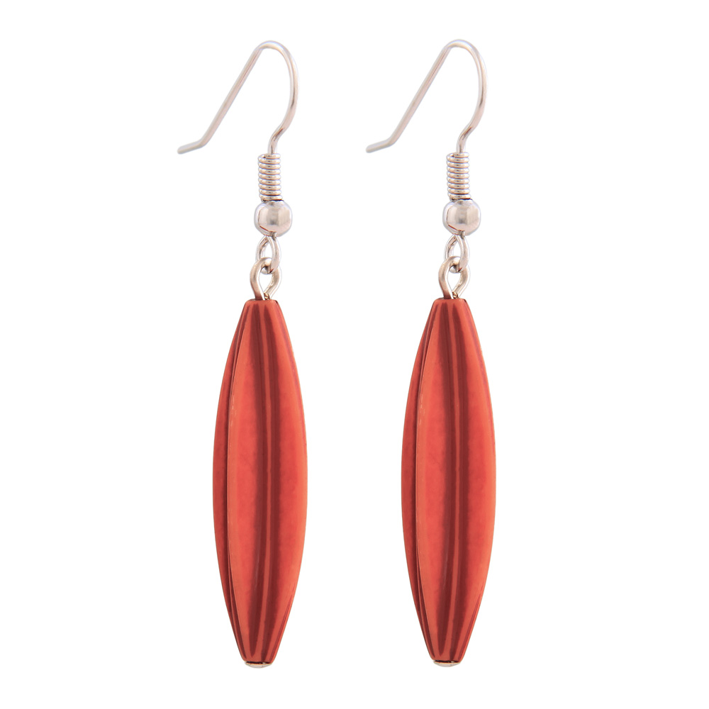 Ohrhaken Ohrhänger Ohrringe 30x9mm Rillenolive Kunststoff orange-antik (orange)