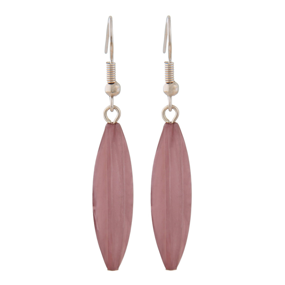 Ohrhaken Ohrhänger Ohrringe 30x9mm Rillenolive Kunststoff lila-marmoriert (lila - weiß)