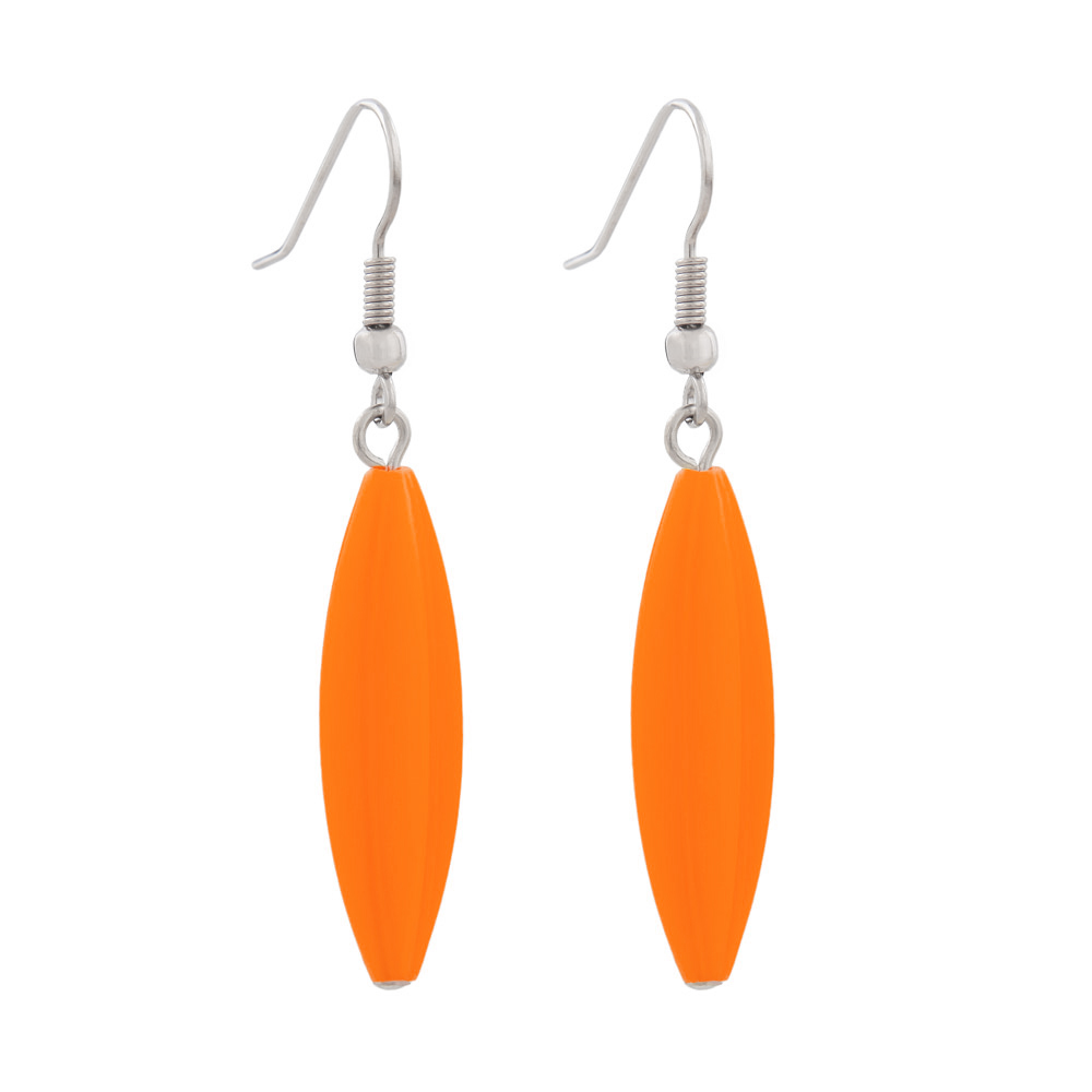 Ohrhaken Ohrhänger Ohrringe 30x9mm Rillenolive satt orange glänzend (türkis)