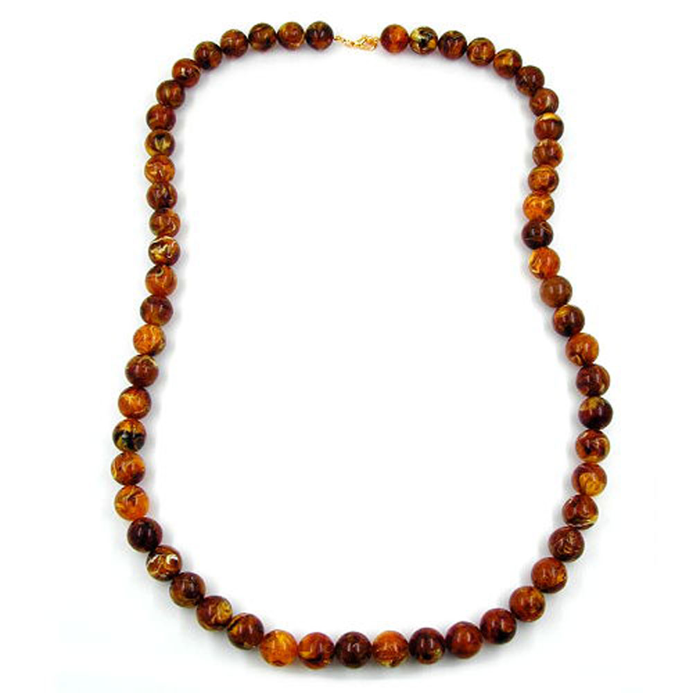 Kette 14mm Kunststoffperlen bernstein-farbig-marmoriert 80cm (Länge 80cm)
