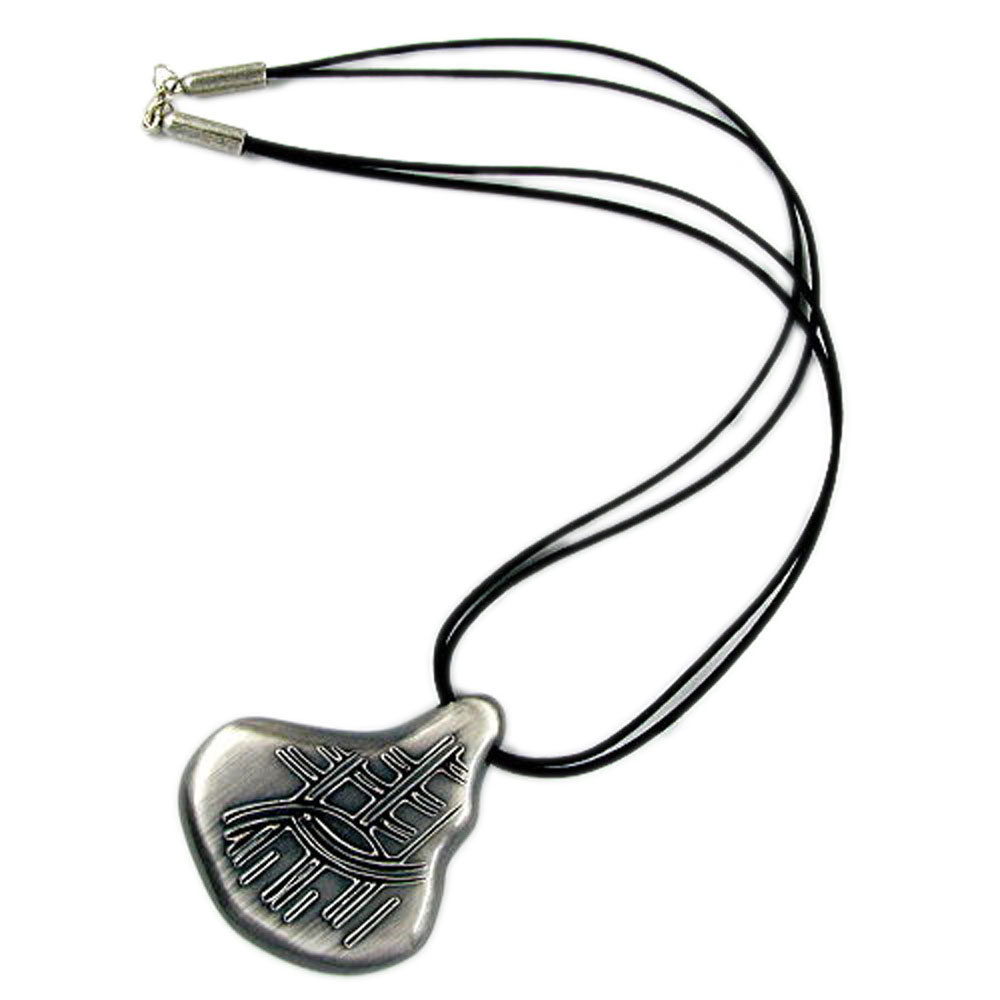 Kette 55x48mm Anhänger Kunststoff altsilberfarben Kordel schwarz 50cm (Länge 50cm, altsilber - plexi)