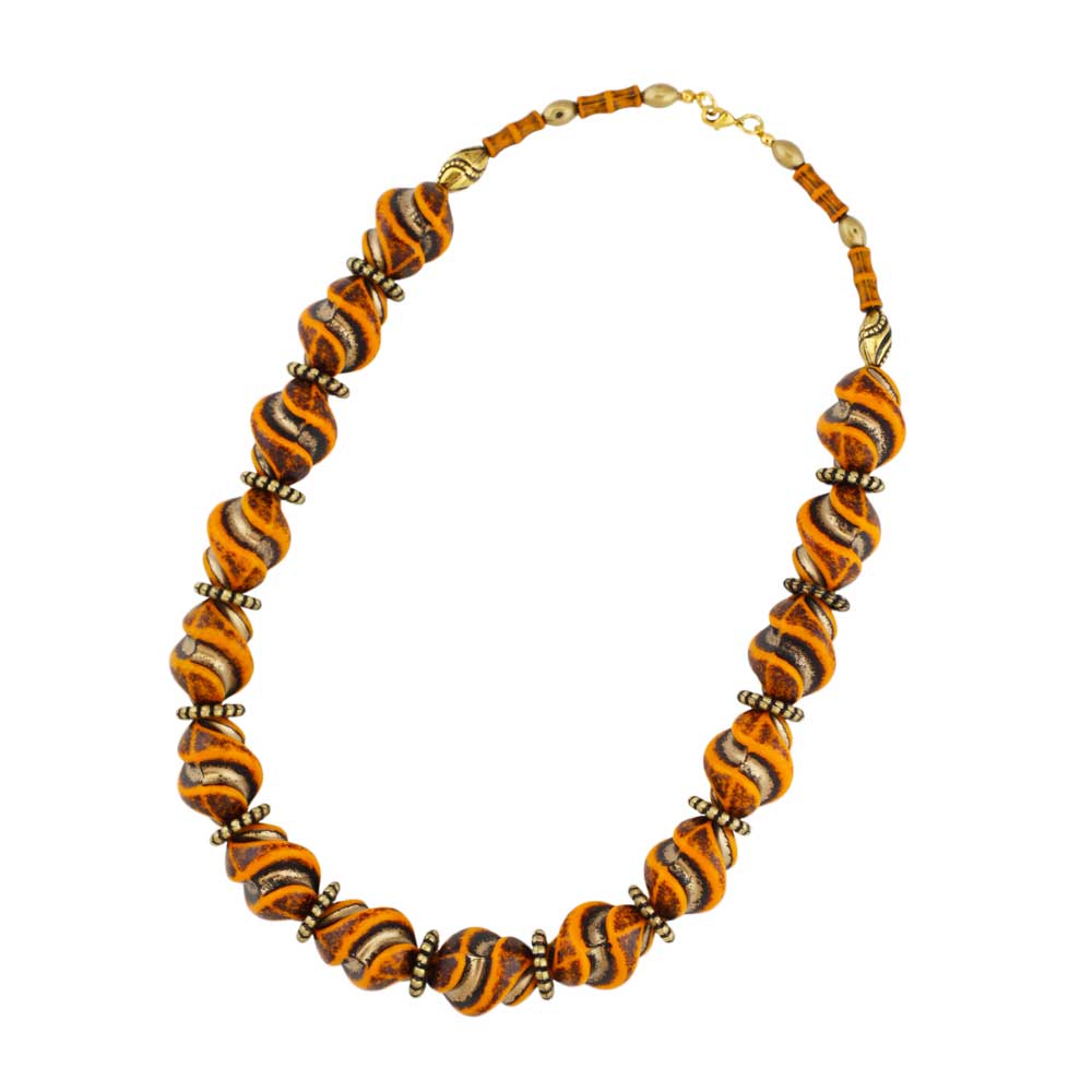 Kette 24x19mm Schraubenperle orange-altgold Kunststoff 51cm (Länge 51cm)