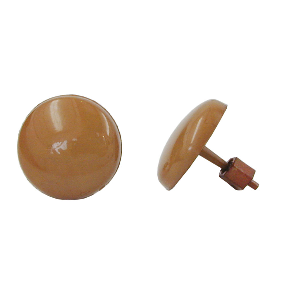 Ohrstecker Ohrring 13mm karamel Kunststoff Vollplastik flach gewölbt (hellbraun)