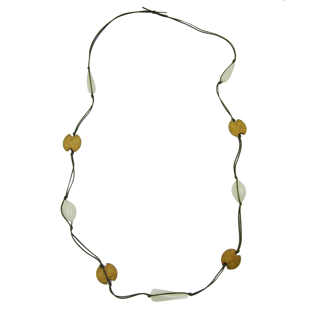 Kette geknotet Kunststoffperlen oliv mint Kordel oliv 95cm (oliv - grün)