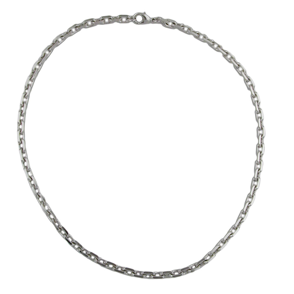 Kette 6mm Ankerkette rhodiniert diamantiert 50cm (Länge 50cm)