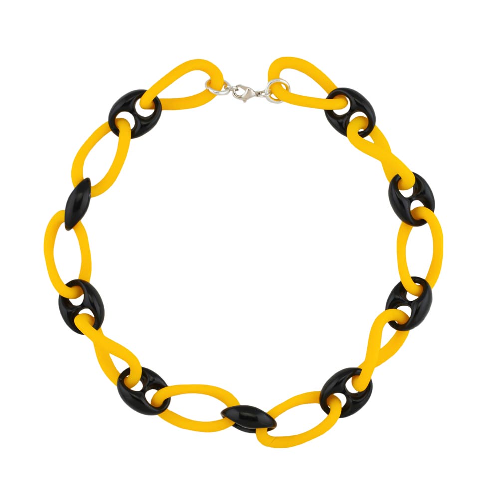 Kette 35x18mm große Kettenglieder gelb-schwarz Kunststoff 45cm (Länge 45cm)