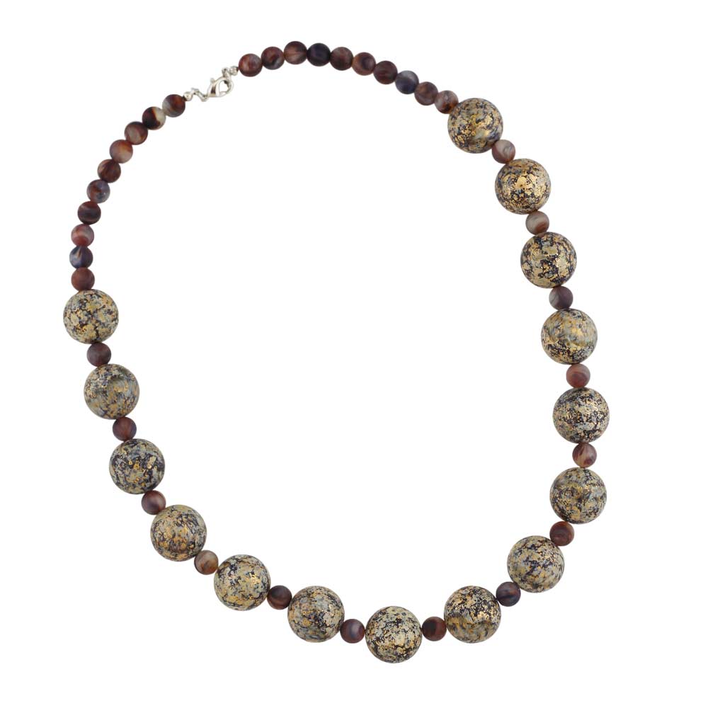 Kette 18mm Perle Kunststoff beige-braun-gold gesprenkelt 55cm (Länge 55cm)
