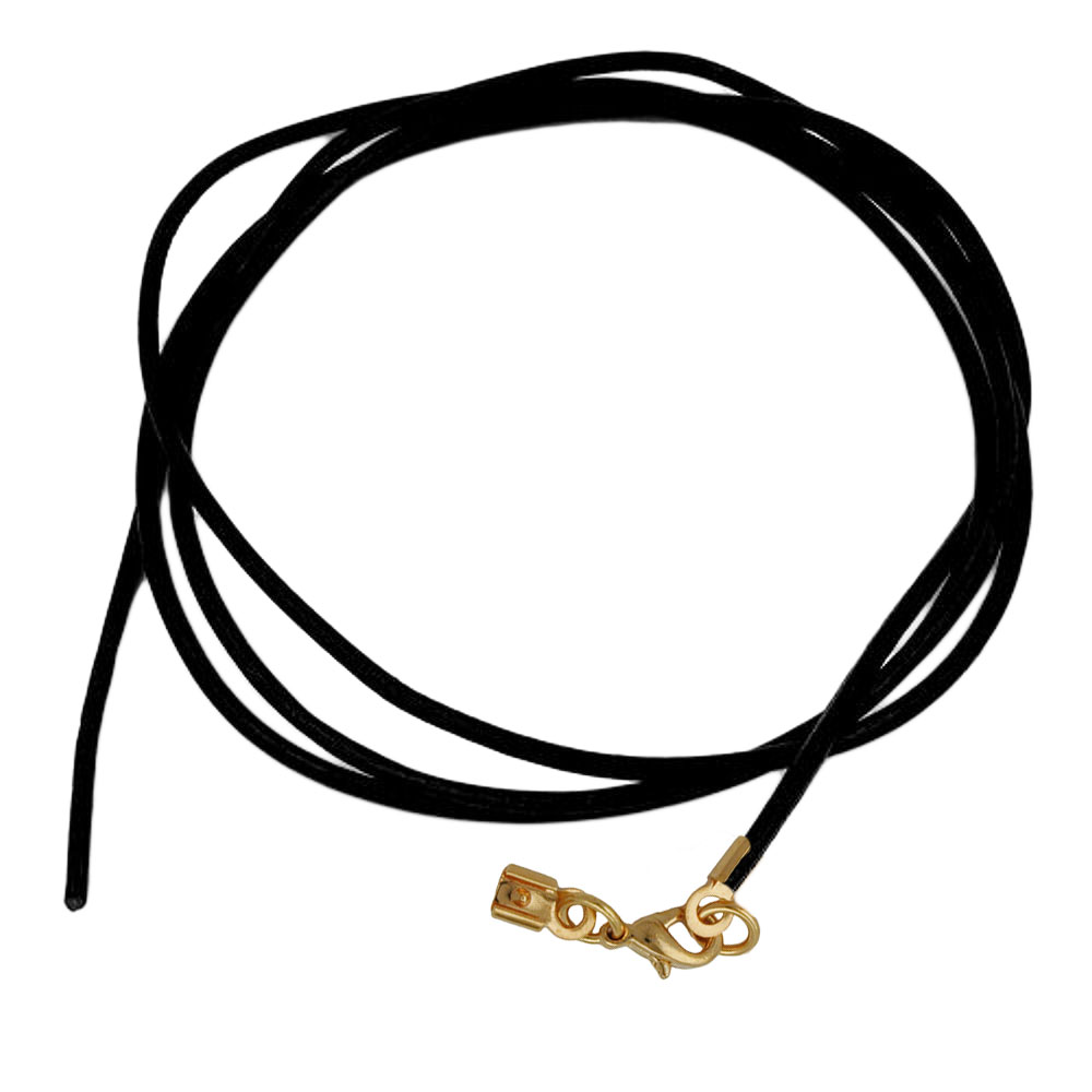 Lederband rund Rindleder 2mm schwarz gefärbt mit 1x Verschluss goldfarbig ca. 1m (Länge 100cm, schwarz)
