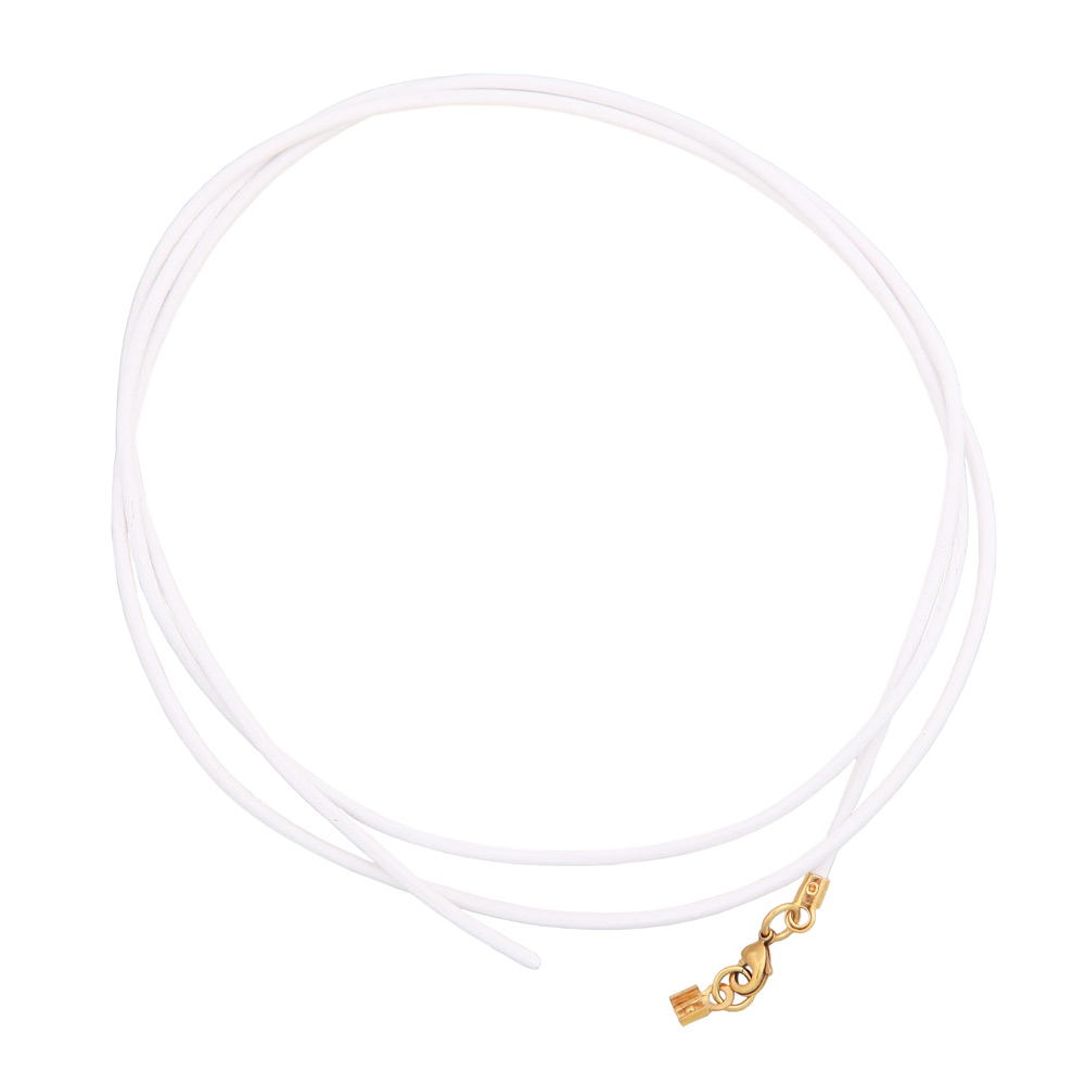 Lederband rund Rindleder 2mm weiß mit 1x Verschluss goldfarbig ca. 1m (Länge 100cm, schwarz)