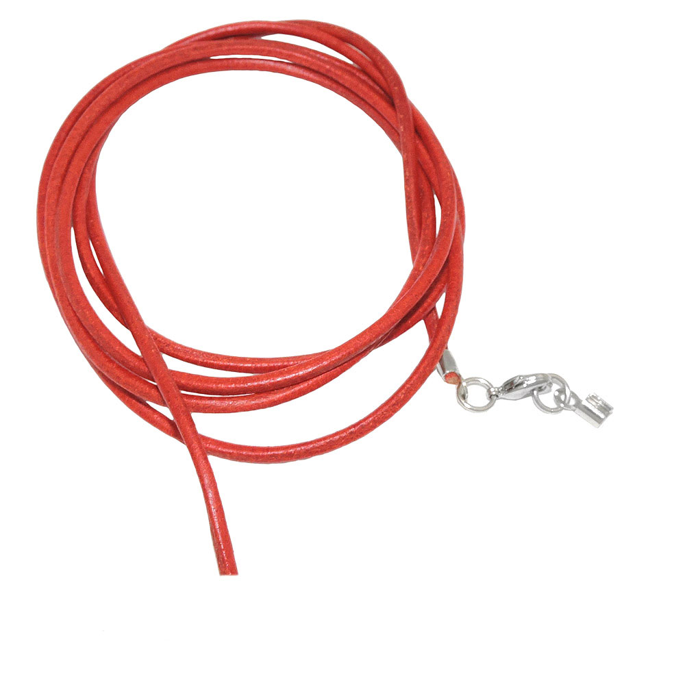 Lederband rund Rindleder 2mm orange gefärbt mit 1x Verschluss silberfarbig 1m (Länge 100cm, orange)