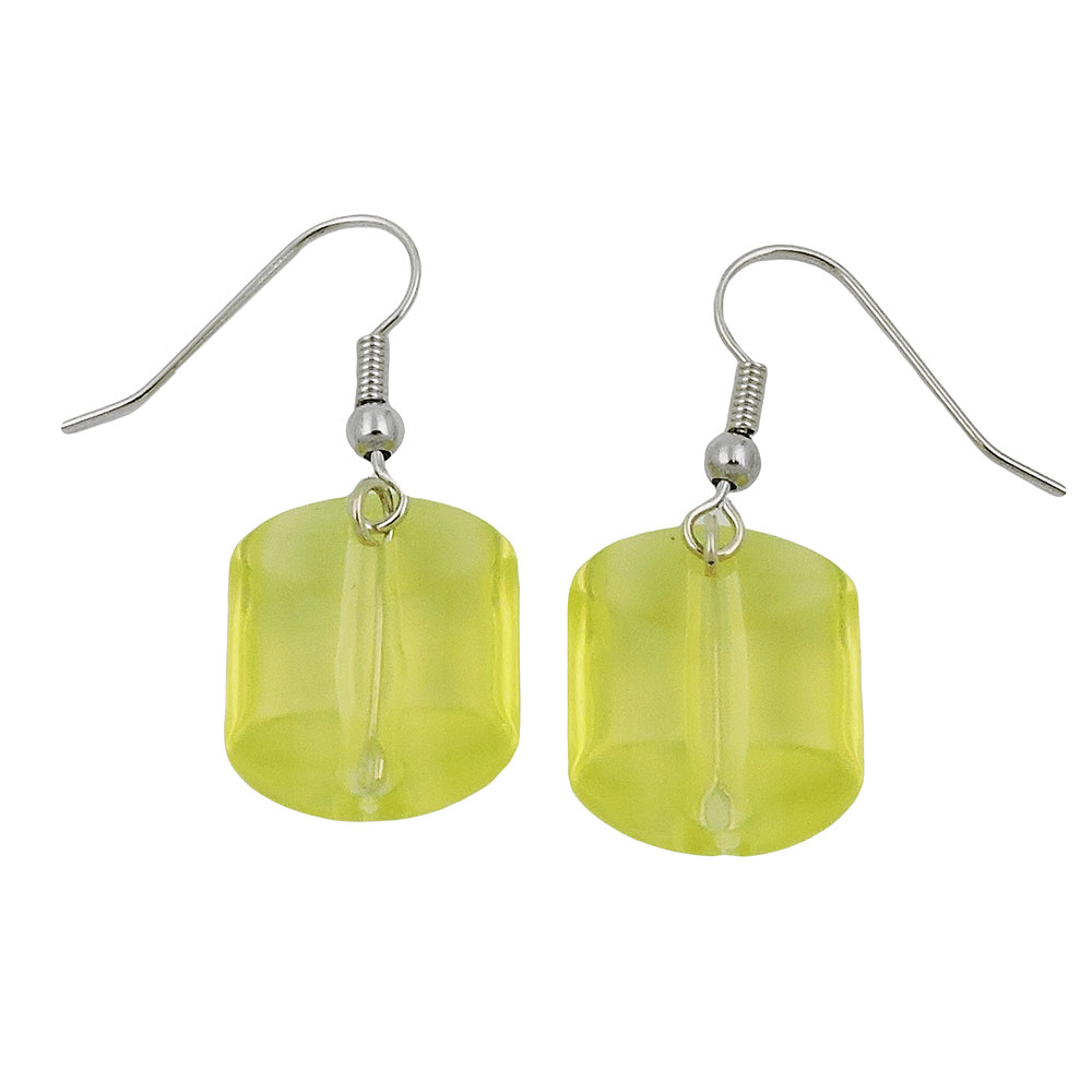 Ohrhaken Ohrhänger Ohrringe 37x15mm Schrägperle Kunststoff kiwigrün-transparent (hellgrün)