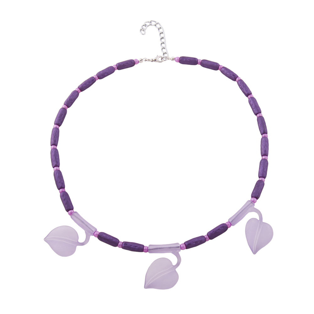 Kette mit Blatt am Rohr lila Kunststoff 45cm (Länge 45cm)