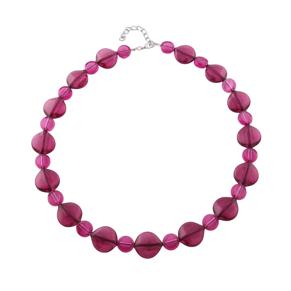 Kette 20x18mm Blattperle Kunststoff beere-weinrot transparent 50cm (Länge 50cm)