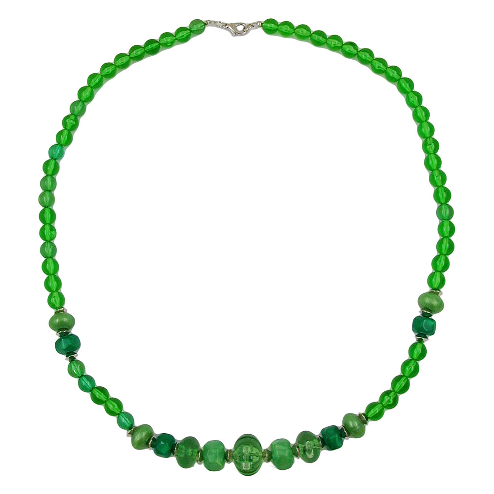Kette Kunststoffperlen grün-transparent 60cm (Länge 60cm, grün)
