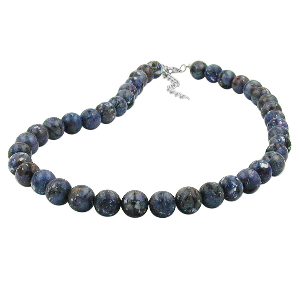 Kette 12mm Kunststoffperlen grau-lila-marmoriert 50cm (Länge 50cm, grau - lila)