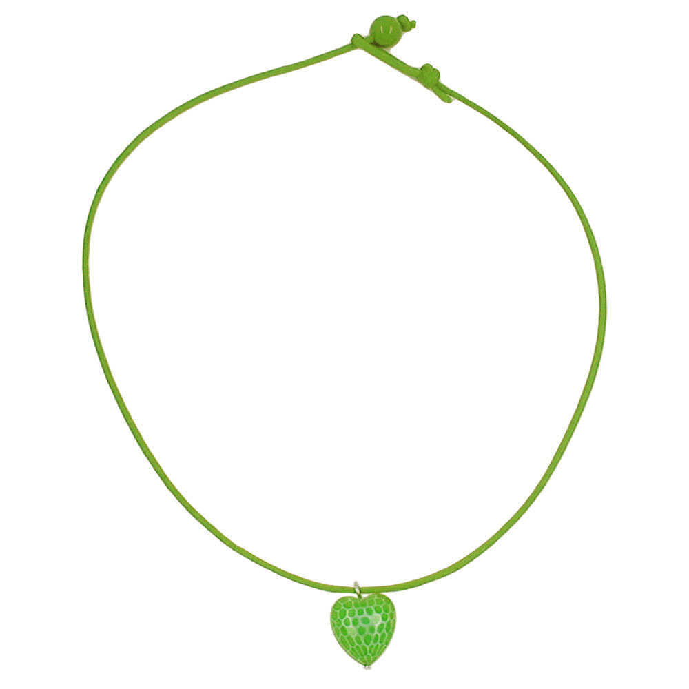 Kette Kinderkette Herz grün mit Schliff Kordel hellgrün 40cm (Länge 40cm, mint - hellgrün)