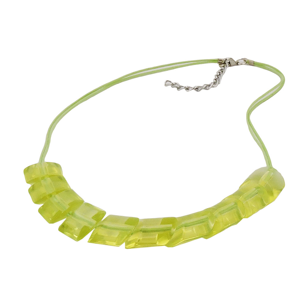 Kette Schrägperle Kunststoff kiwigrün-transparent Kordel hellgrün 45cm (Länge 45cm, hellgrün)
