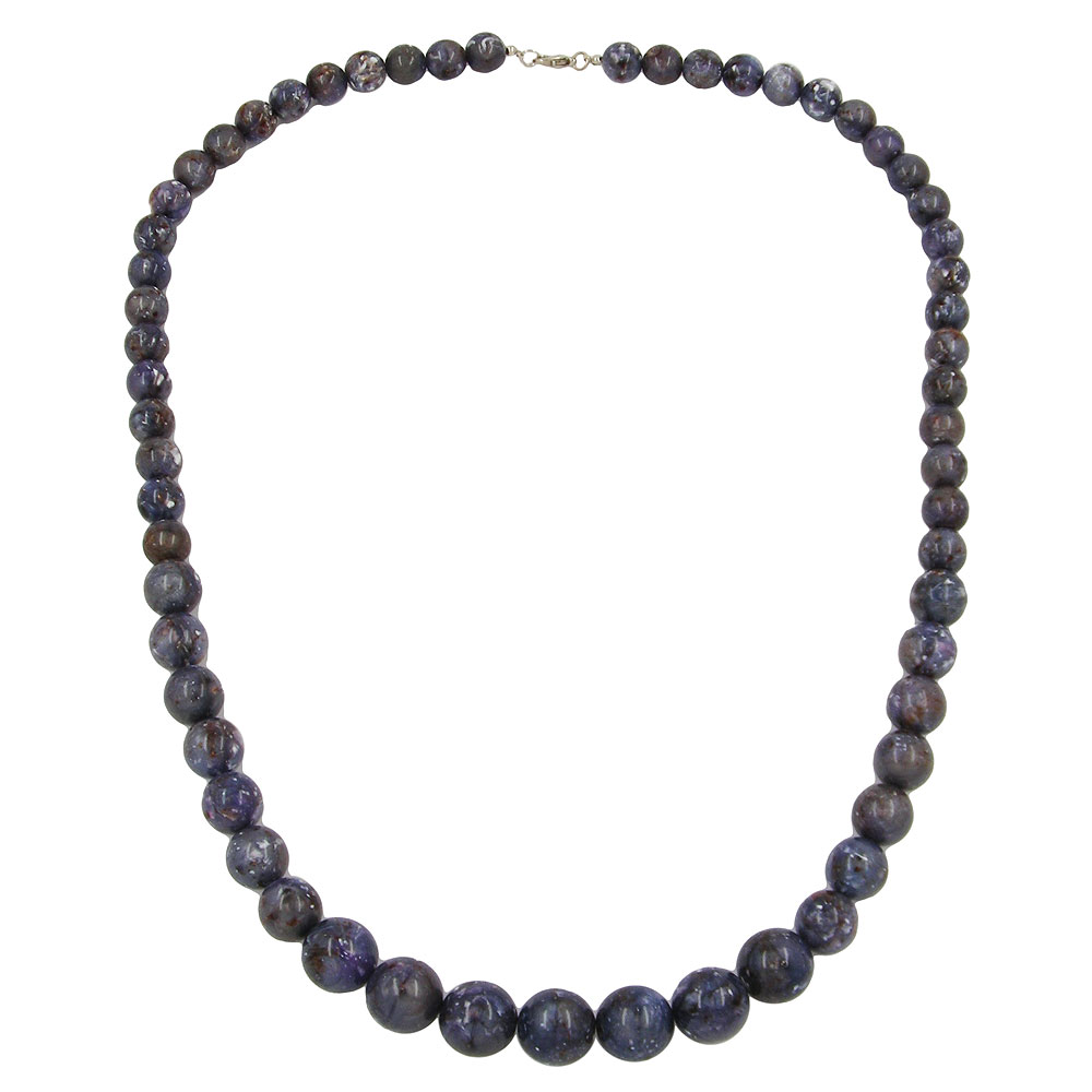 Kette 12-14-16mm Perle verlaufend grau-lila-marmoriert Kunststoff 75cm (Länge 75cm, grau - lila)