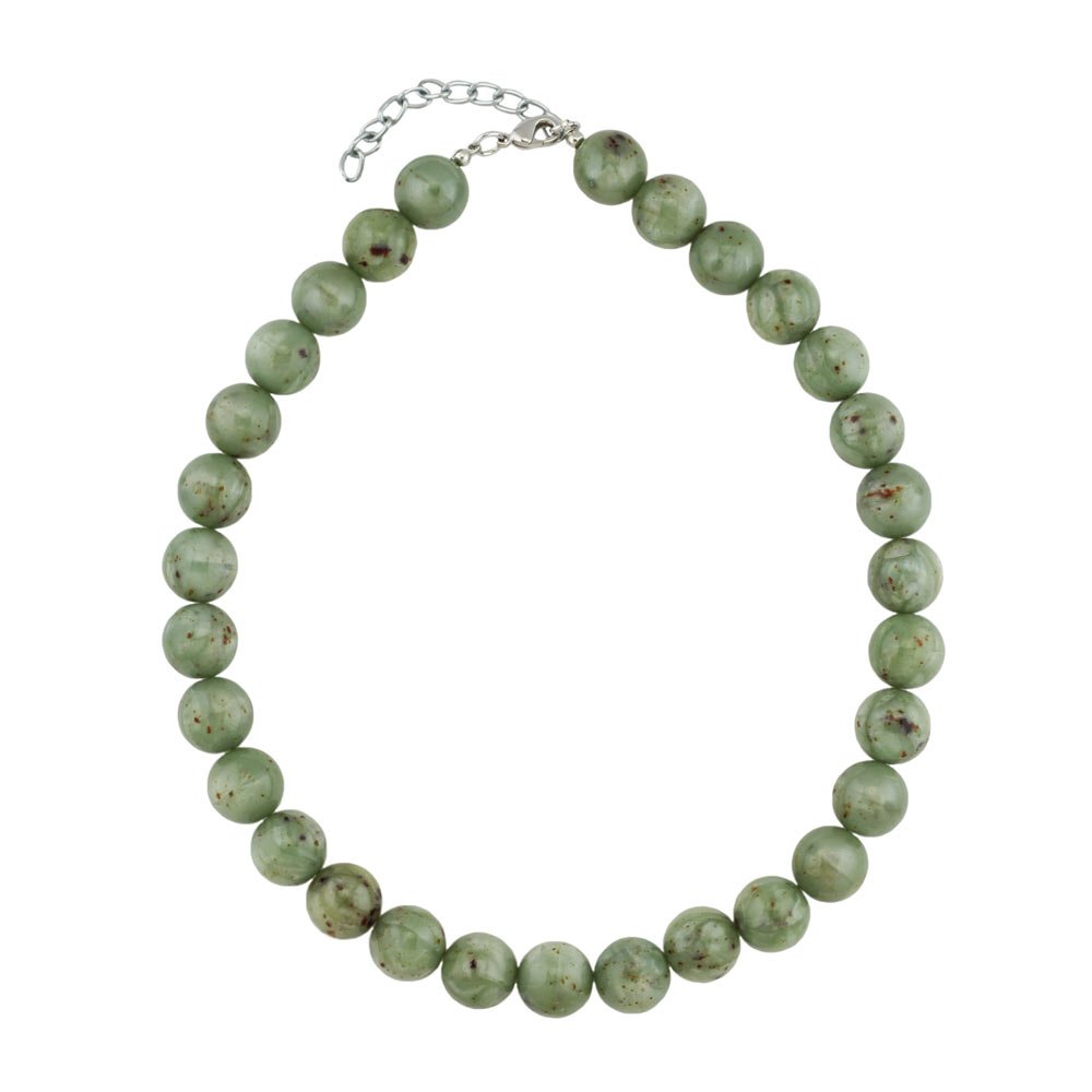 Kette 14mm Rundperle Kunststoff oliv-grün-braun-gesprenkelt 45cm (Länge 45cm)