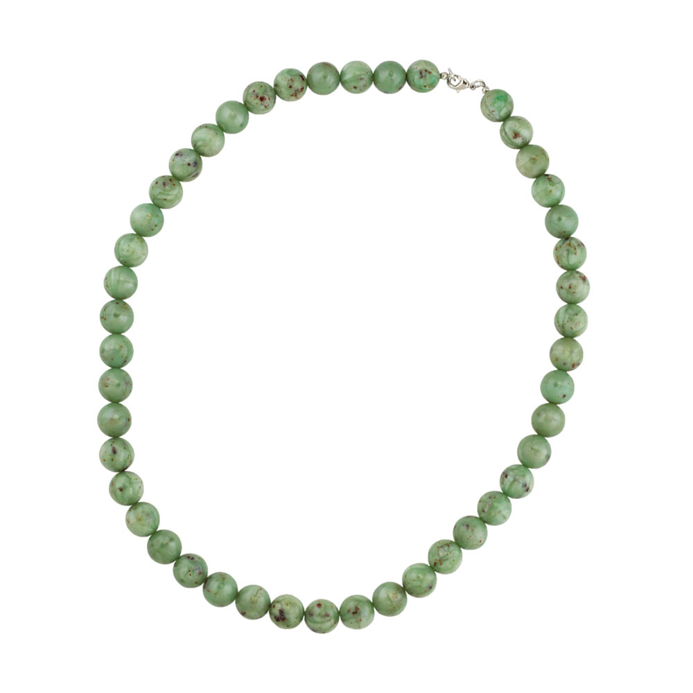 Kette 14mm Rundperle Kunststoff oliv-grün-braun-gesprenkelt 60cm (Länge 60cm)