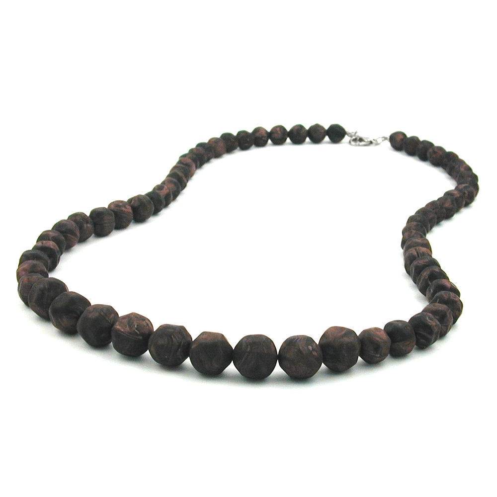 Kette Kunststoffperlen Barockperlen braun-schwarz-marmoriert verlaufend 60cm (Länge 60cm, dunkelbraun)